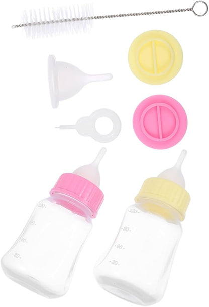 2PCS Kitten Milk Bottle Set Sturdy Cat Nursing Bottles Feeding Nipples for Kittens and Puppies for PET Feeding at Home