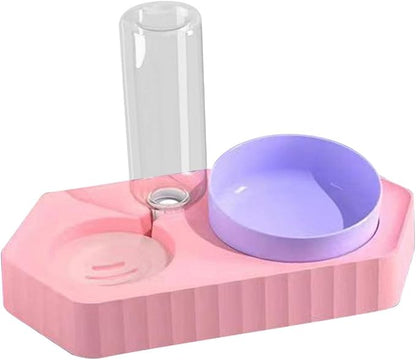 Dog Bowls Drinking Pet Feeding Station Detachable Non Slip Pet Feeder and Waterer for Cats Dogs Small Medium Large Pets Supplies, Double Pink