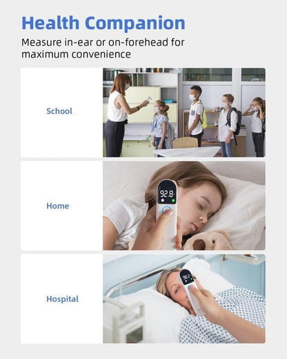 Digital Thermometer for Adults and Kids: Accurate Ear and Forehead Temperature Readings - Fever Alarm - Touchless Ideal for Babies Toddlers Infants Sensiors - Large LED Display - Home Use