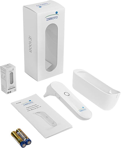 Innovo iE100B Reusable Infrared Digital Ear Thermometer, Professional Series, with Fever Alert Detection and 20x Disposable Probes