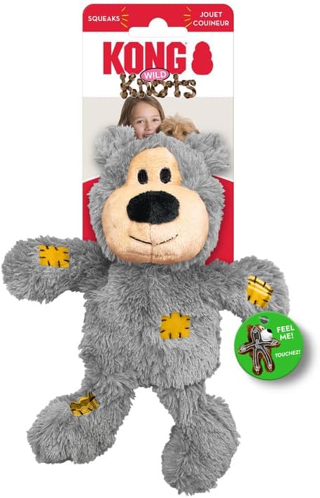 KONG Wild Knots Bears - Durable Dog Toys with Internal Knotted Ropes and Minimal Stuffing for Less Mess (Assorted Colors) (Small/Medium (2 Pack))