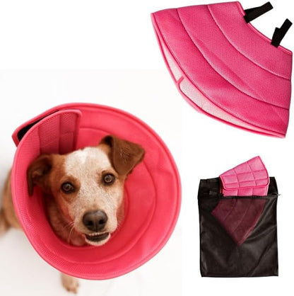 DMW Products Extra Soft Dog Cone for Dogs After Surgery, Adjustable Dog Cones for Large Dogs, Medium and Small. Lightweight Dog Cone Alternative After Surgery. Comfy Recovery Dog E Collar.