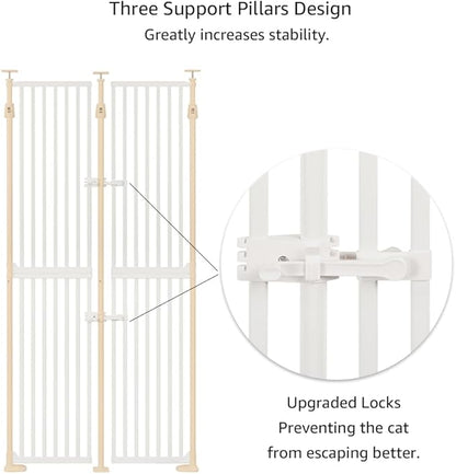 unipaws 75" High Extra Tall Cat Gate, Auto Closing and No Drilling Safety Gate for Doorway Hallway Stairs, Cat Dog Proof, Fit for 35"-38" Wide Opening, Indoor Use, White