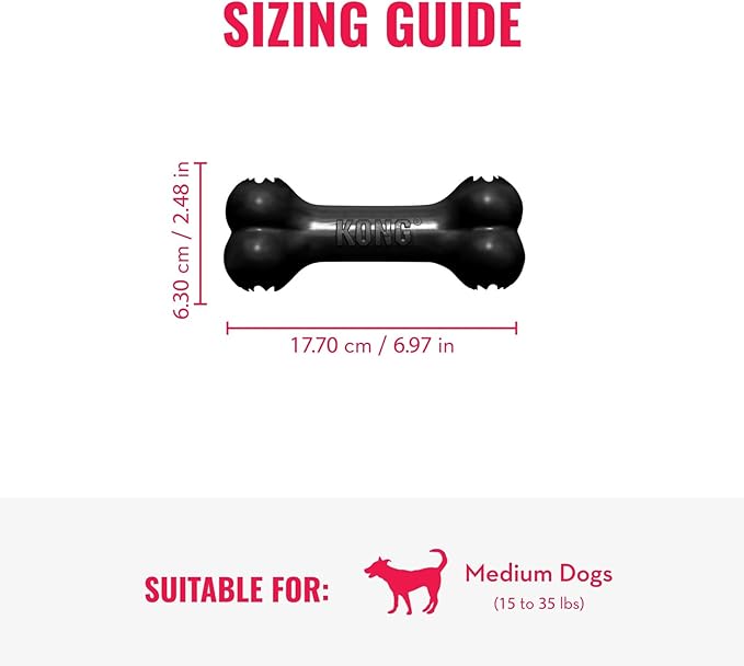 KONG - Extreme Goodie Bone - KONG's Most Durable Natural Rubber Dog Bone for Power Chewers - Black - For Medium Dogs