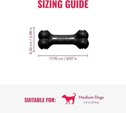 KONG - Extreme Goodie Bone - KONG's Most Durable Natural Rubber Dog Bone for Power Chewers - Black - For Medium Dogs