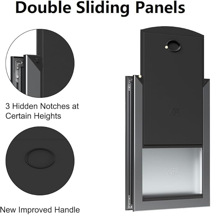 Rescumascer Aluminum Large Dog Door for Exterior Door, Doggy Door with Two Sliding Panels, Dog Door for Large Dogs up to 80 Lbs