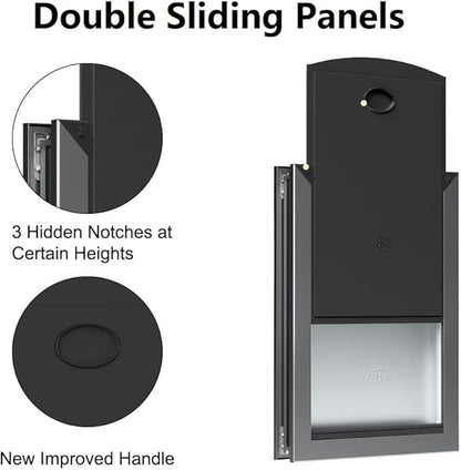 Rescumascer Aluminum Large Dog Door for Exterior Door, Doggy Door with Two Sliding Panels, Dog Door for Large Dogs up to 80 Lbs