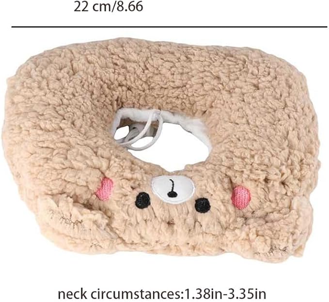 Leadigol Pet Cat Recovery Collar Soft Dog Cone Collar Anti-Lick Bear Shape Collar Plush Comfortable Wound Healing Protective Cat Collar,Neck:1.38in-3.15in