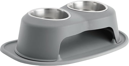 WeatherTech Double High Pet Feeding System - Elevated Dog/Cat Bowls - 6 inch High Dark Grey (DHC3206DGDG)