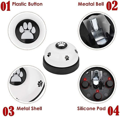 SlowTon Dog Doorbells, 2 Pack Metal Bell Dog Training with Non Skid Rubber Bottoms Dog Door Bell for Potty Training Clear Ring Pet Tool Communication Device for Small Dogs Cats (White+White)