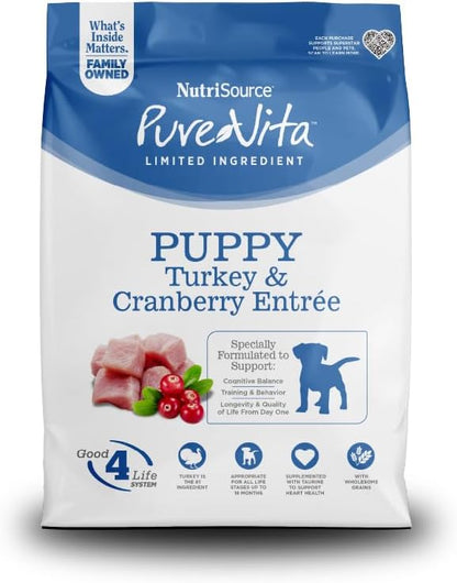 NutriSource Pure Vita Turkey & Cranberry Puppy Food, 4LB