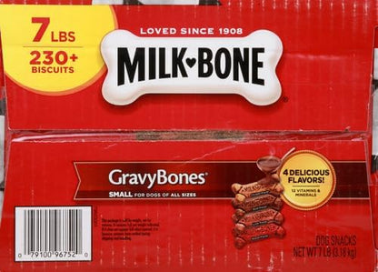 Milk-Bone Gravy Bones Dog Treats with 4 Savory Meat Flavors Coated in Gravy,7 Pound,(Pack of 2)
