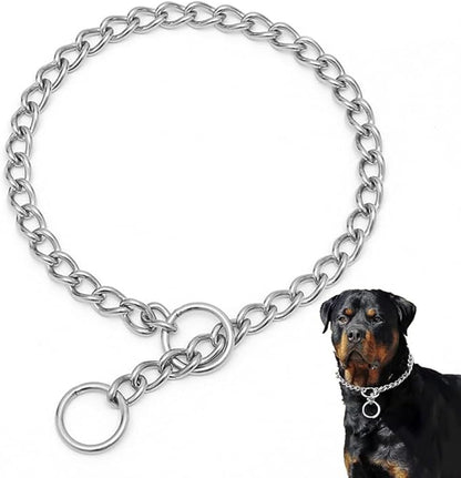 Slip P Training Chain Collar for Dogs, Stainless Steel Puppy Chains Link Durable Martingale Collars for XS Small Medium Large Breed Dog, Silver XXS