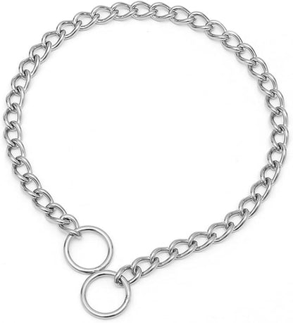 Slip P Choke Chain Collar for Medium Dogs, Stainless Steel Training Collar Link Martingale Collars Puppy Chains for XXS XS Small Medium Large Breed Dog, Silver,S