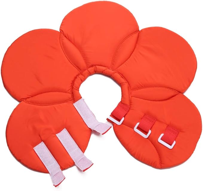 Dog Collar, Pet Cone E-Collar Flower Soft Elizabethan Waterproof Grooming Recovery Protecive Adjustable Collar for Puppy Small Medium Dogs (L Neck:13-15in, Orange)