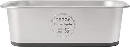 PEDAY 1.2 Gallon Large Dog Water Bowl, 18/8 Human Grade Stainless Steel - Silver Nonslip