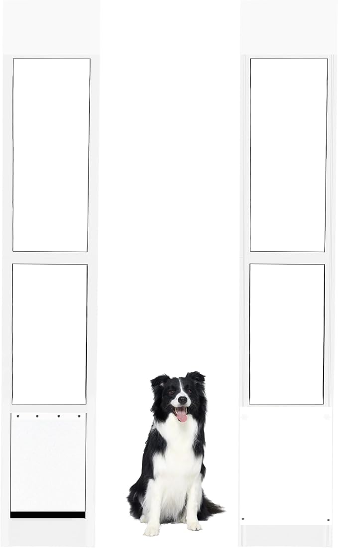 Large Dog Door for Sliding Glass Doors, Adjustable Height 92.9"-96.4",Easy Installation,Magnetic Closing Curtain.