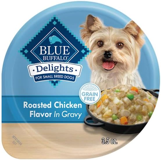 Blue Buffalo Delights Rotisserie Chicken Flavor in Gravy Small Breed Natural Wet Dog Food, 3.5 oz., Case of 12