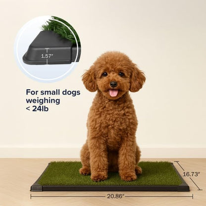 PETMAKER Artificial Grass Puppy Pee Pad with Tray, Reusable Dog Potty Training Mat for Indoor & Outdoor Use, Easy Clean Artificial Turf Surface for Dogs and Small Pets, Fake Grass Potty