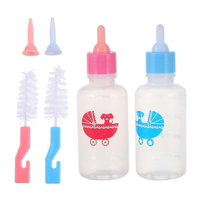 2Pcs Kitten and Puppy Milk Feeders Soft Pacifier Bottles for Newborn Animals Pet Nursing Bottles Easy to Squeeze Durable and Reusable