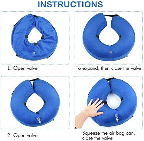 Inflatable Dog Cone Collar Soft Dog Recovery Collar Adjustable Pet Neck Protector After Surgery to Prevent Biting Licking