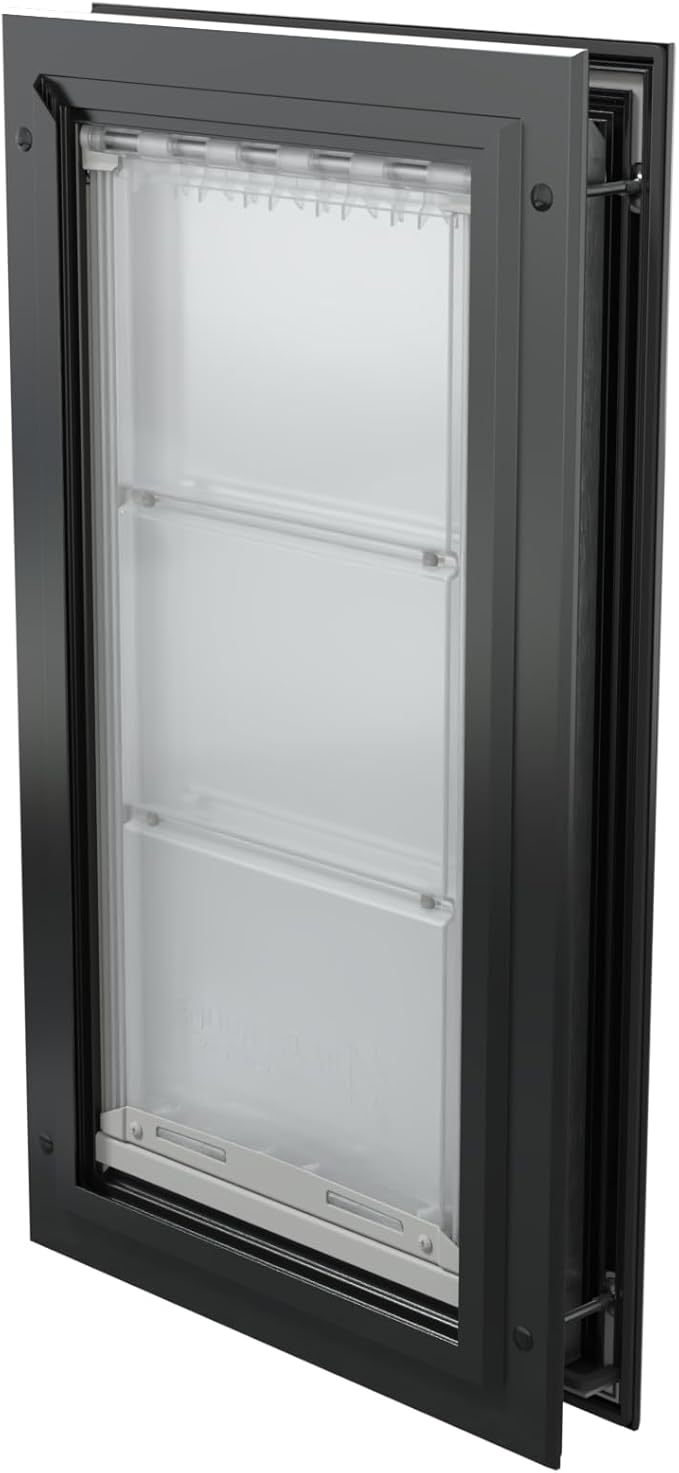 Endura Flap Double Flap Pet Door for Door Installations | Stylish for Interior & Exterior Doors | Durable Aluminum Frame & Weatherproof Dual-Layer Flap | Black, Large, Double Flap