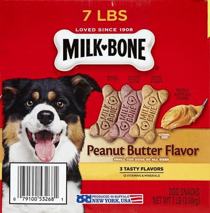 Milk-Bone Peanut Butter Flavor Naturally & Artificially Flavored Dog Biscuits - Crunchy Dog Treats - 7 Pounds (Packaging Design May Vary),(Pack of 2)