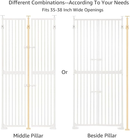 unipaws 75" High Extra Tall Cat Gate, Auto Closing and No Drilling Safety Gate for Doorway Hallway Stairs, Cat Dog Proof, Fit for 35"-38" Wide Opening, Indoor Use, White