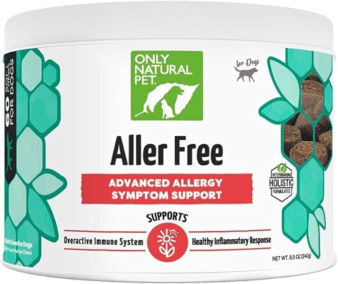 Only Natural Pet AllerFree Advanced Allergy Support for Dogs, Naturally Supports The Immune System, Respiratory System and Skin & Coat - 60 Count (AF Pack of 2)