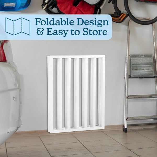 PETMAKER Pet Gate – Dog Gate for Doorways, Stairs or House– Freestanding, Folding, Accordion Style, Wooden Indoor Dog Fence (24-Inch, White)