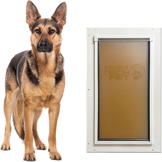 DuraFlex Heavy-Duty Aluminum Frame Pet Door for Large-Sized Dogs (10.5” X 21.25” Pet Opening) by High Tech Pet - Easy Installation Dog Door, Door Mount, Air Tight, Security Panel - AF-3-L