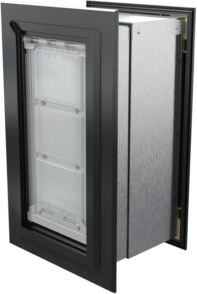 Endura Flap Pet Door for Walls in Black | Energy-Efficient Single Flap Design for Wall Installations | All-Weather Protection with All-Metal Telescoping Tunnel | Black, Small, Single Flap