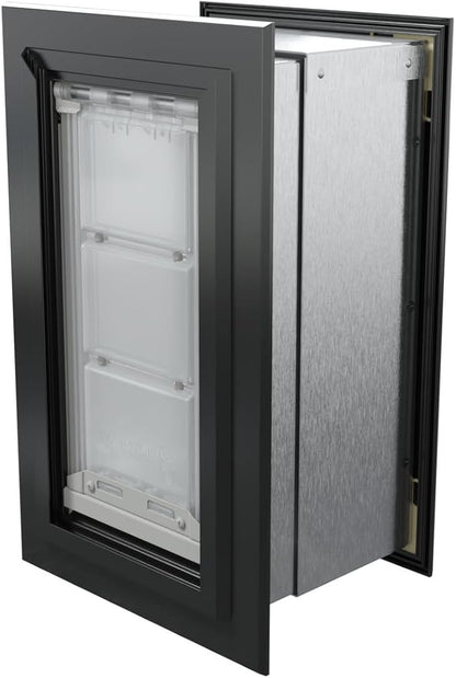 Endura Flap Pet Door for Walls in Black | Energy-Efficient Single Flap Design for Wall Installations | All-Weather Protection with All-Metal Telescoping Tunnel | Black, Small, Single Flap