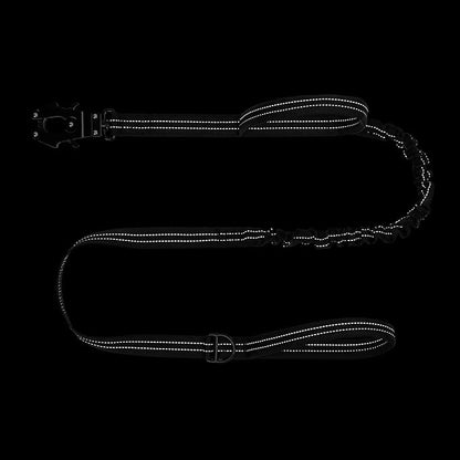 ICEFANG Tactical Dog Leash,K9 Training Walking Bungee Lead with 2 Control Handle,Heavy Duty Quick Release Metal Clasp,Hands Free D-Ring for Medium Large Dogs (6ft,Reflective Black)