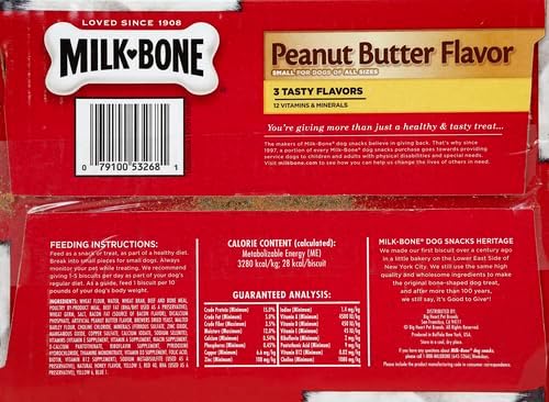Milk-Bone Peanut Butter Flavor Naturally & Artificially Flavored Dog Biscuits - Crunchy Dog Treats - 7 Pounds (Packaging Design May Vary),(Pack of 2)