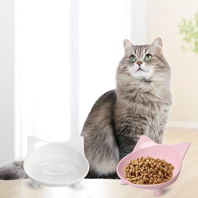 Skrtuan Cat & Dog Food Bowl – Non-Slip Wide Shallow Pet Dish for Whisker Fatigue Relief, Safe for Puppies & Rabbits(Safe Food-Grade)