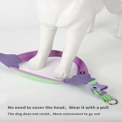 Reflective Dog Harness and Leash Set Designed for Collie, Anti-Pull Adjustable Pet Harness and Leash Pink XL