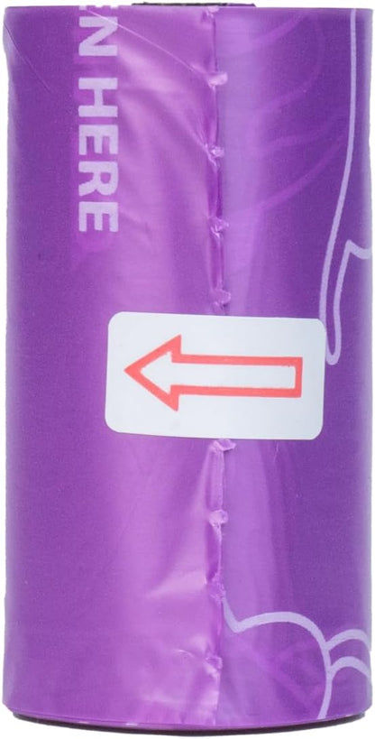 Glad for Pets Scented Waste Bags, Tear Resistant Pet Poop Pick-up Bags with Leak Protection, Fresh Lavender Scent, Purple Designs, 6 rolls, 90 bags total