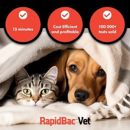 RapidBac™ Vet – 15-Minute at-Home Urine Test for Dogs and Cats to Quickly Screen for UTI Causing Bacteria, 10 Pack
