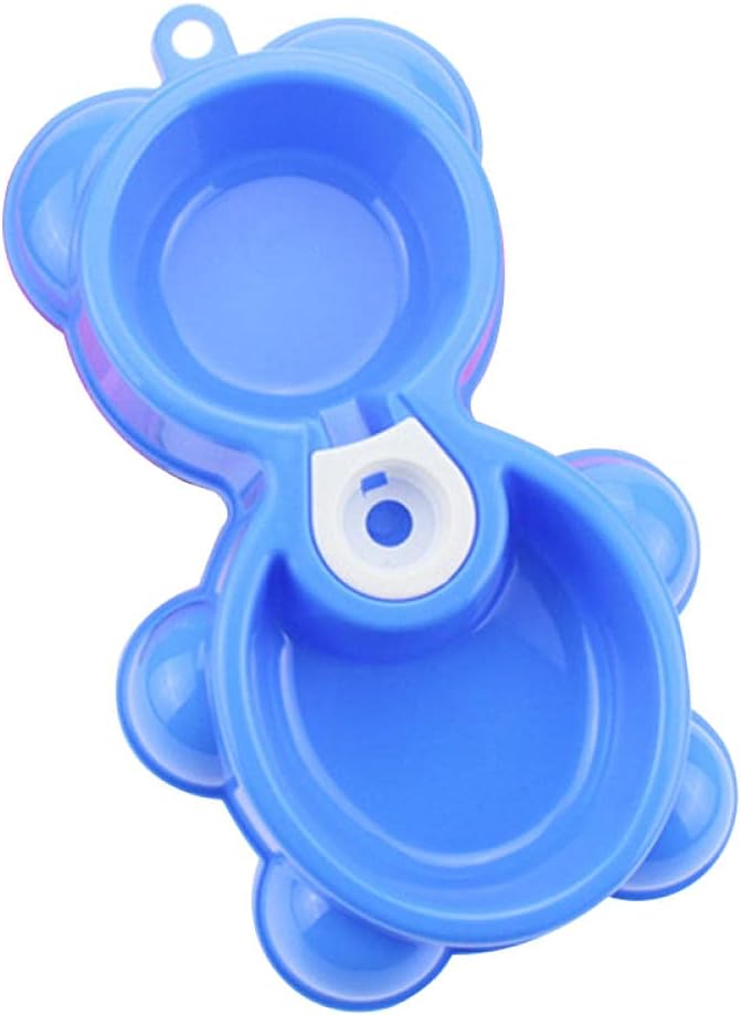 Dog Bowls Cat Bowls Double Pet Bowls Dog Food Water Feeder Plastic Pet Drinking Dish Feeder Cat Puppy Feeding Supplies Small Dog Accessories Blue