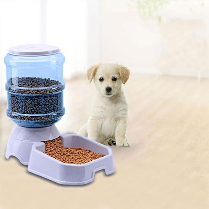 TENINYU Premium Quality Self-Dispensing Gravity 1 Gallon Large Capacity Pet Feeder and Water Dispenser for Cat