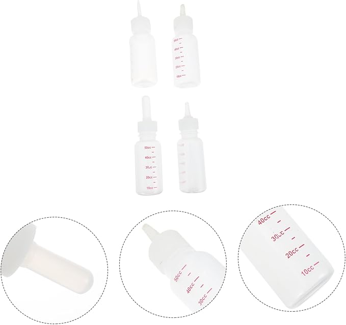 50ml Silicone Baby Milk Bottle 4-Pack Dog Cat Feeding Bottles with Replaceable Nipples for Puppies and Kittens PET Nursing Supplies