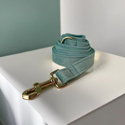 Love Dream Velvet Dog Collar and Leash Set, Soft & Comfy Adjustable Dog Leash and Collar with Heavy Duty Metal Buckle for Small Medium Large Dogs Training & Walking (XLarge, Light Green)