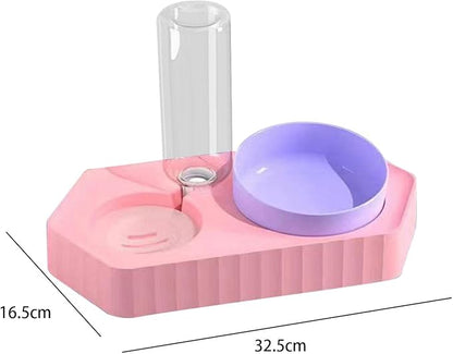 Dog Bowls Drinking Pet Feeding Station Detachable Non Slip Pet Feeder and Waterer for Cats Dogs Small Medium Large Pets Supplies, Double Pink