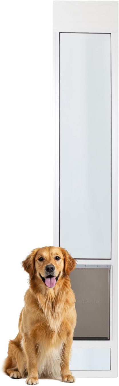 PetSafe Sliding Glass Pet Door - No-Cut DIY Install Doggy Door for Renters - Aluminum Frame - Adjustable Height 91 7/16" to 96" - Ideal for Large Dogs Up to 130 lb - White