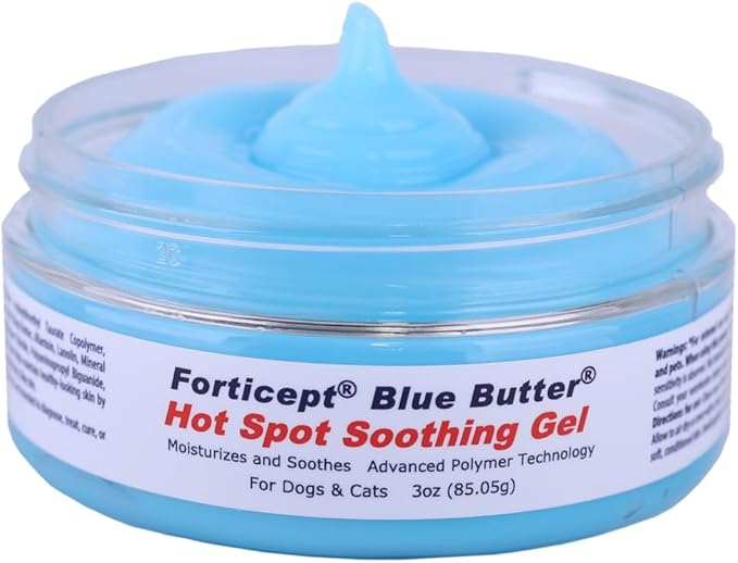 Forticept Dog Wound Care Blue Butter Gel, Hot Spot Treatment for Dogs, Itch Relief, Moisturizing, Prevents Infection, Scratches & Skin Ulcers, Cracked Paw Pads Gel, 3 Ounces (3 OZ)