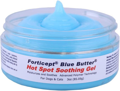 Forticept Dog Wound Care Blue Butter Gel, Hot Spot Treatment for Dogs, Itch Relief, Moisturizing, Prevents Infection, Scratches & Skin Ulcers, Cracked Paw Pads Gel, 3 Ounces (3 OZ)