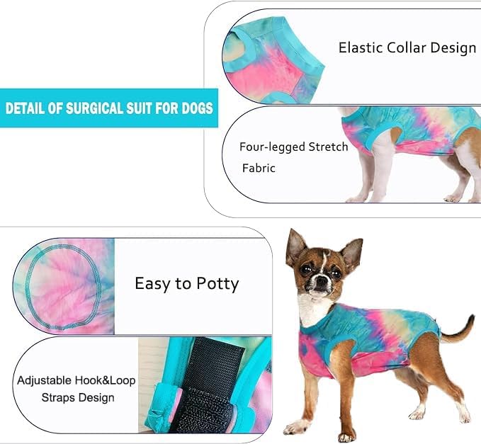 Dog Surgical Recovery Onesie - Spay/Neuter Suit, Cone Alternative - Tie-dye Green, XS