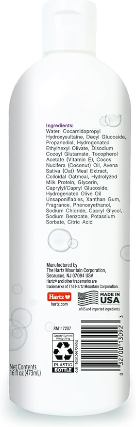 Hartz True Coat Short & Smooth Coat Dog Shampoo, 5 in 1 Soothes & Shines with Oat Milk, Coconut Oil & Vitamin E, 16 oz