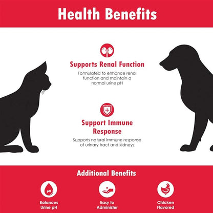 Renakitin Kidney Supplements for Dogs Cats - Contains Chitosan & Calcium Carbonate, Support Optimal Kidney Function, Great Tasting Chicken Flavor, 6.3 oz